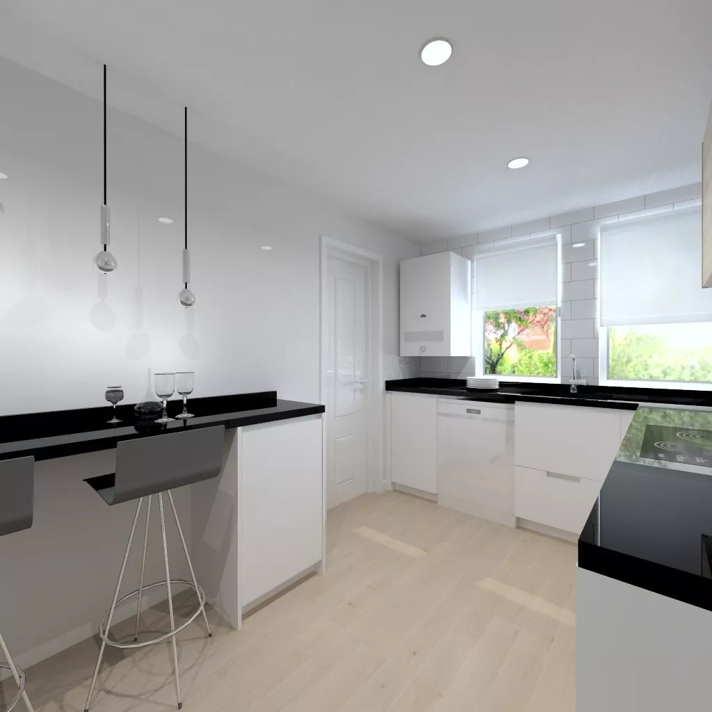 Cocina Santos Modelo LINE en Aravaca con Encimera de Granito Negro