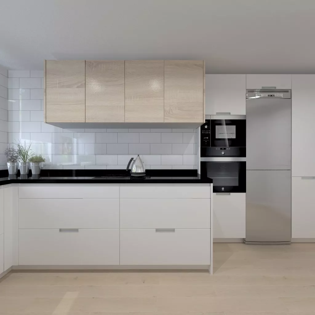 Cocina Santos Modelo LINE en Aravaca con Encimera de Granito Negro