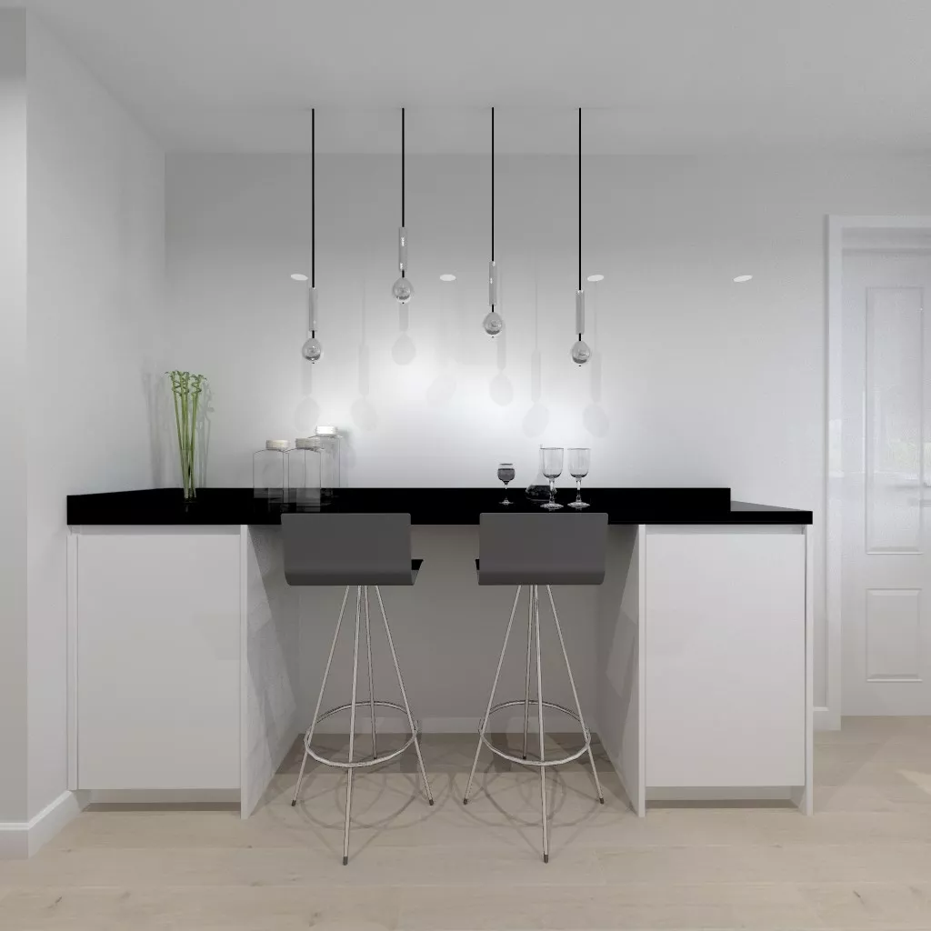 Cocina Santos Modelo LINE en Aravaca con Encimera de Granito Negro