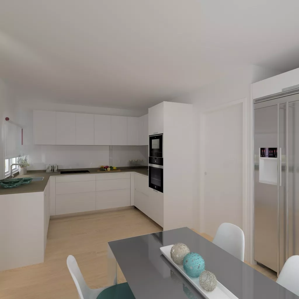Proyecto en Madrid – Cocina Santos LINE-L en laminado seda mate con encimera Silestone Blanco Zeus y diseño abierto