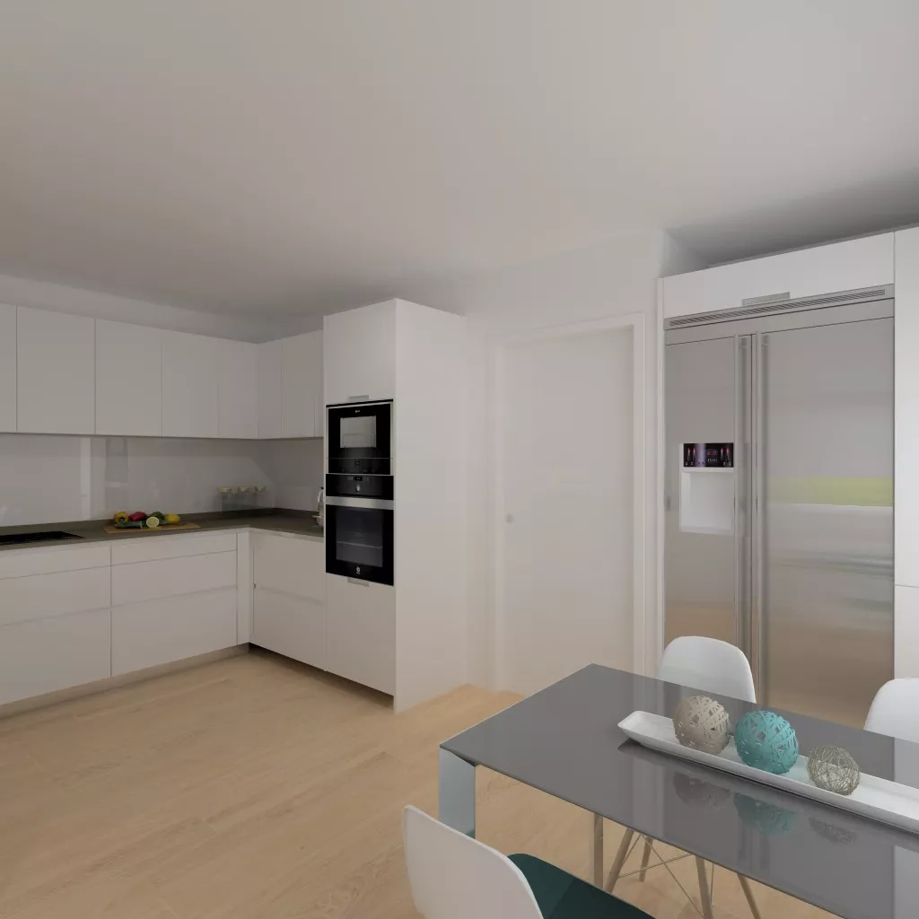 Proyecto en Madrid – Cocina Santos LINE-L en laminado seda mate con encimera Silestone Blanco Zeus y diseño abierto