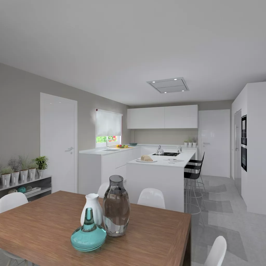 Madrid | Cocina Santos | Modelo Line L Laminado Seda Mate | Encimera Silestone Blanco Zeus