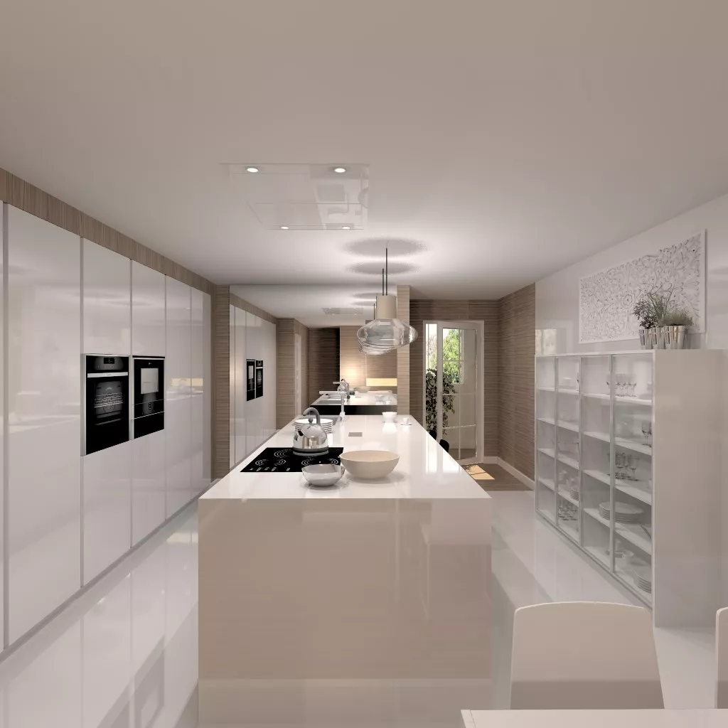 Aravaca | Cocina Santos | Modelo Line Laminado Blanco Brillo | Encimera Silestone Blanco