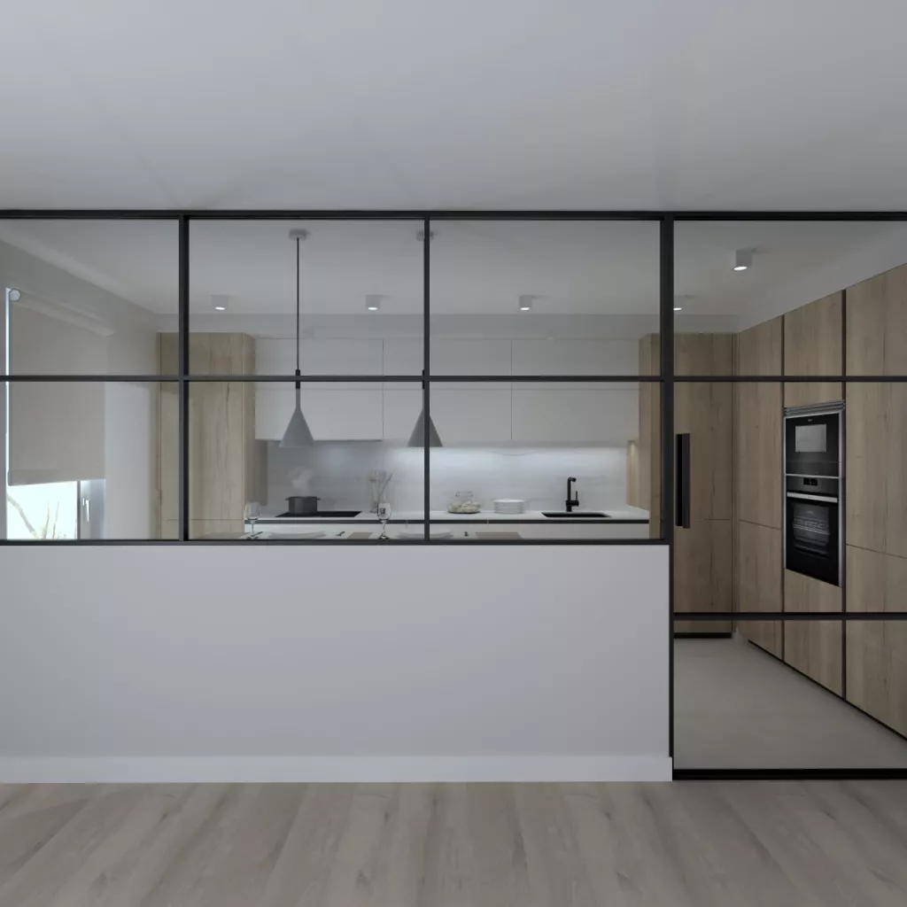 Cocina con grandes cristaleras