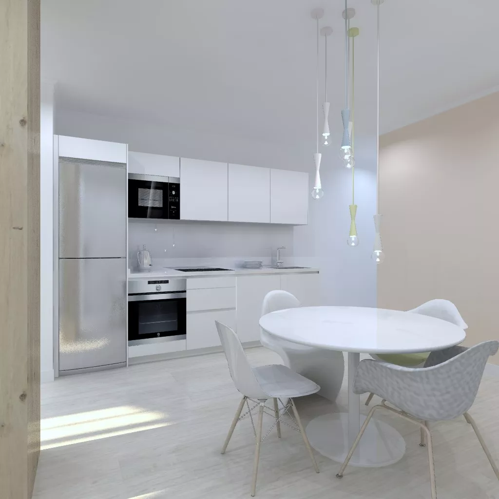 Cocina Santos | Modelo Line E13 Estratificado Blanco Innsbruck | Encimera Compac color Plomo