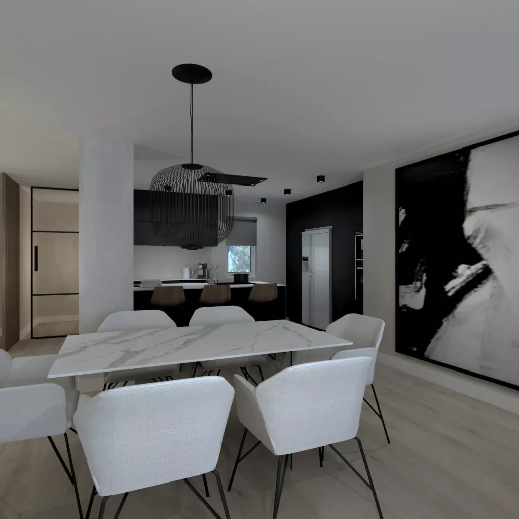 Cocina Santos en color Negro Seda y material estratificado. 