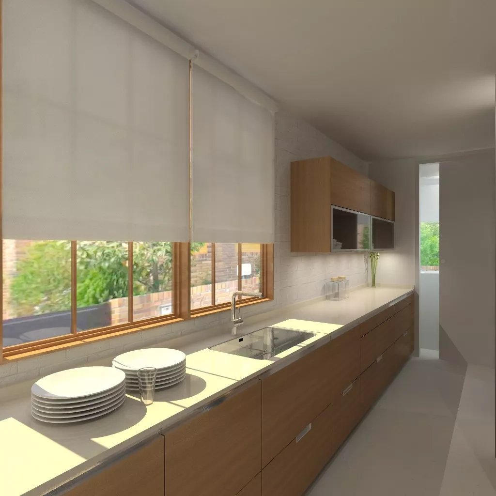 Aravaca | Cocina Santos | Modelo Minos W Chapa Nogal | Encimera Silestone Haiku