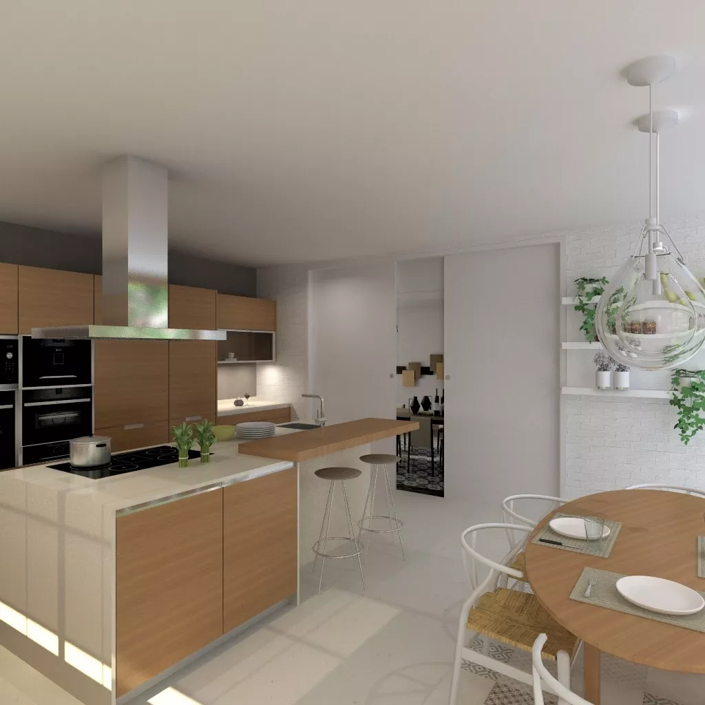 Aravaca | Cocina Santos | Modelo Minos W Chapa Nogal | Encimera Silestone Haiku