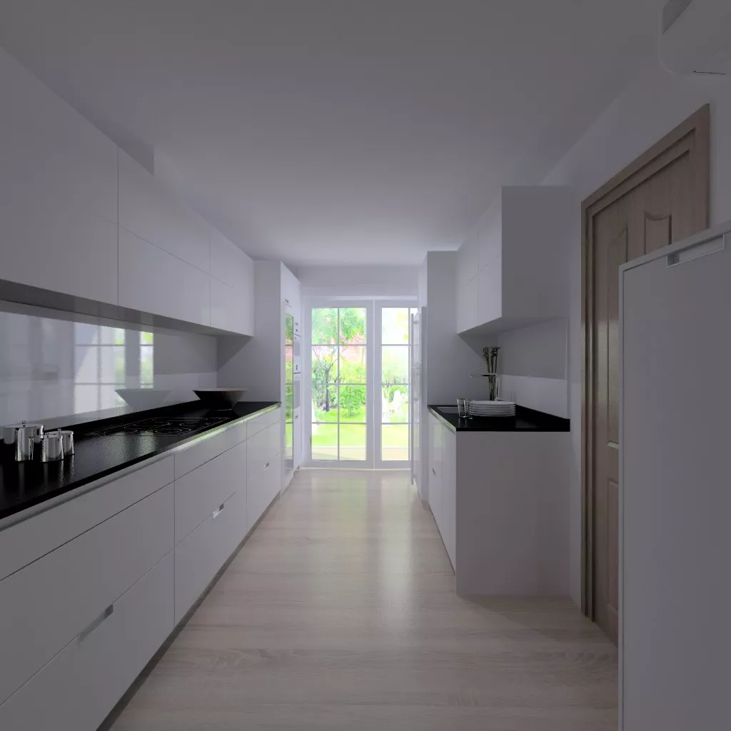 Aravaca | Cocina Santos | Modelo Minos Line Laminado Seda Blanco | Encimera Granito Zimbawe 