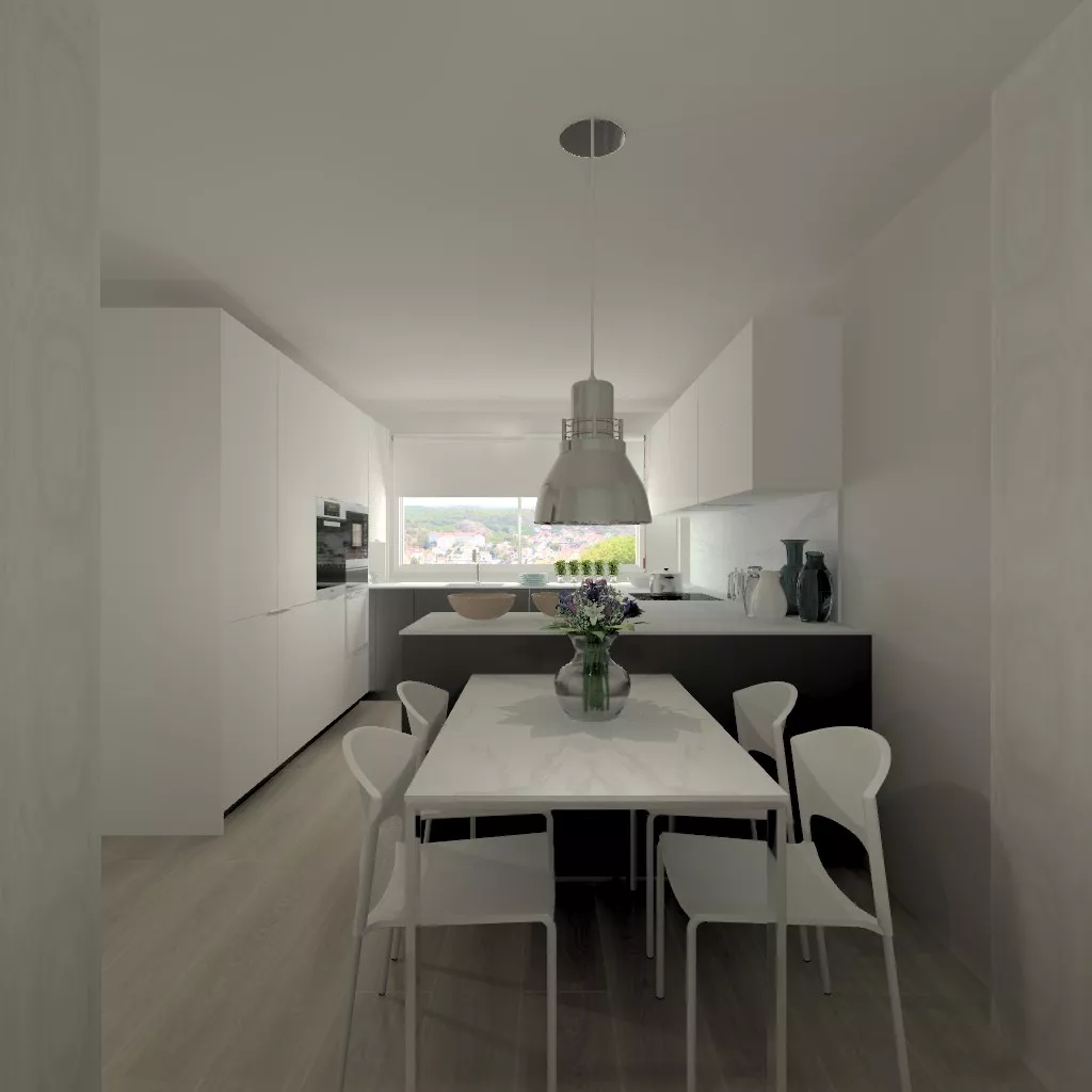 Aravaca | Cocina Santos | Modelo Intra Estratificado Gris Antracita | Encimera Porcelanico Estatuario