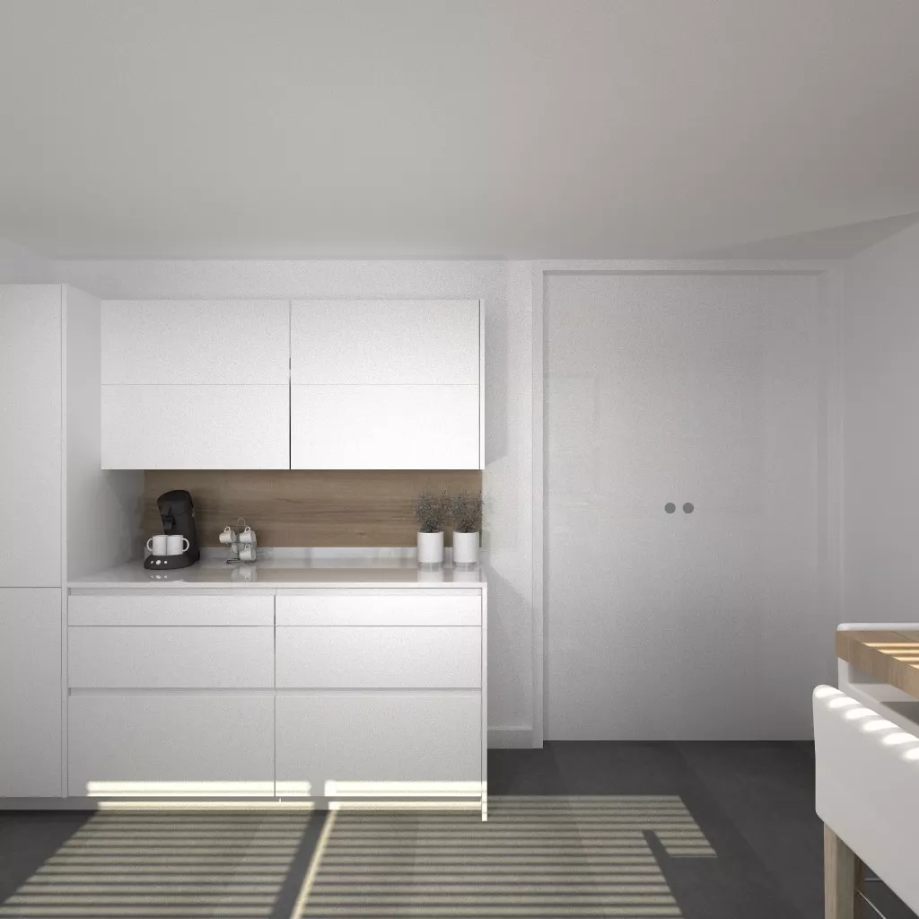 Aravaca | Cocina Santos | Modelo Line L Laminado Seda Blanco | Encimera Silestone Blanco