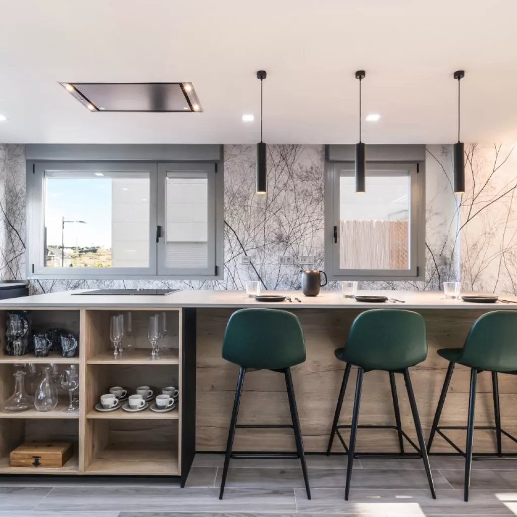 isla central zona cocción y barra