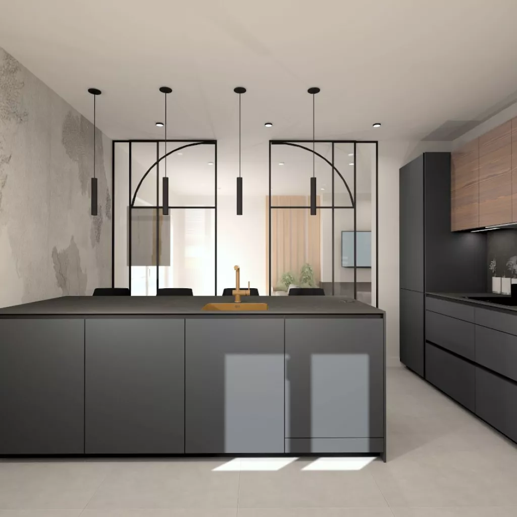 Isla cocina Santos gris