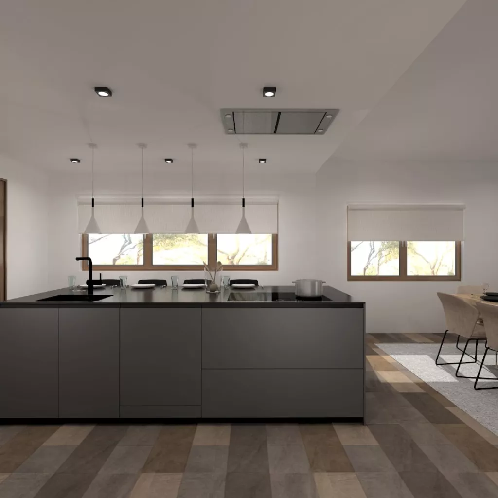 Isla gris en cocina Santos