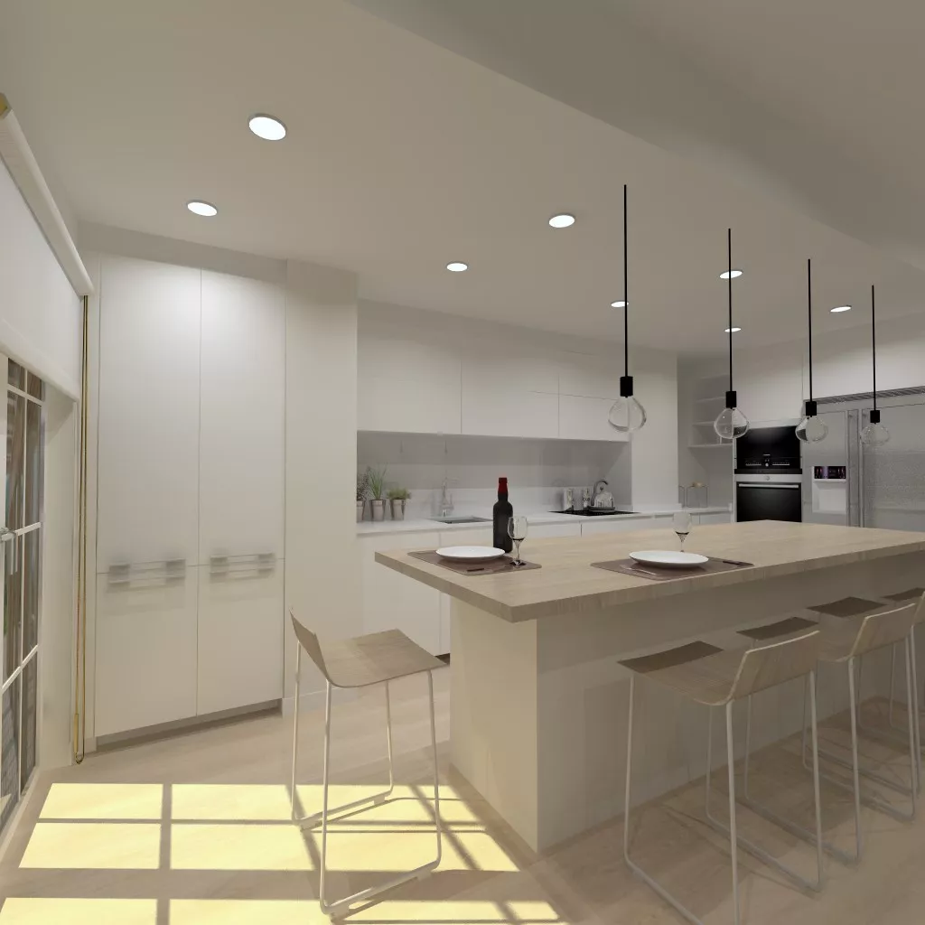 Lenguaje rectangular en una cocina