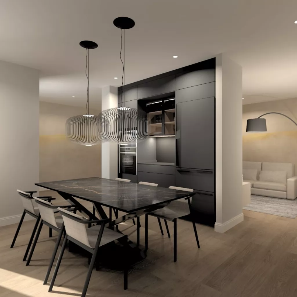 Mesado en Cocina Santos negra en paralelo