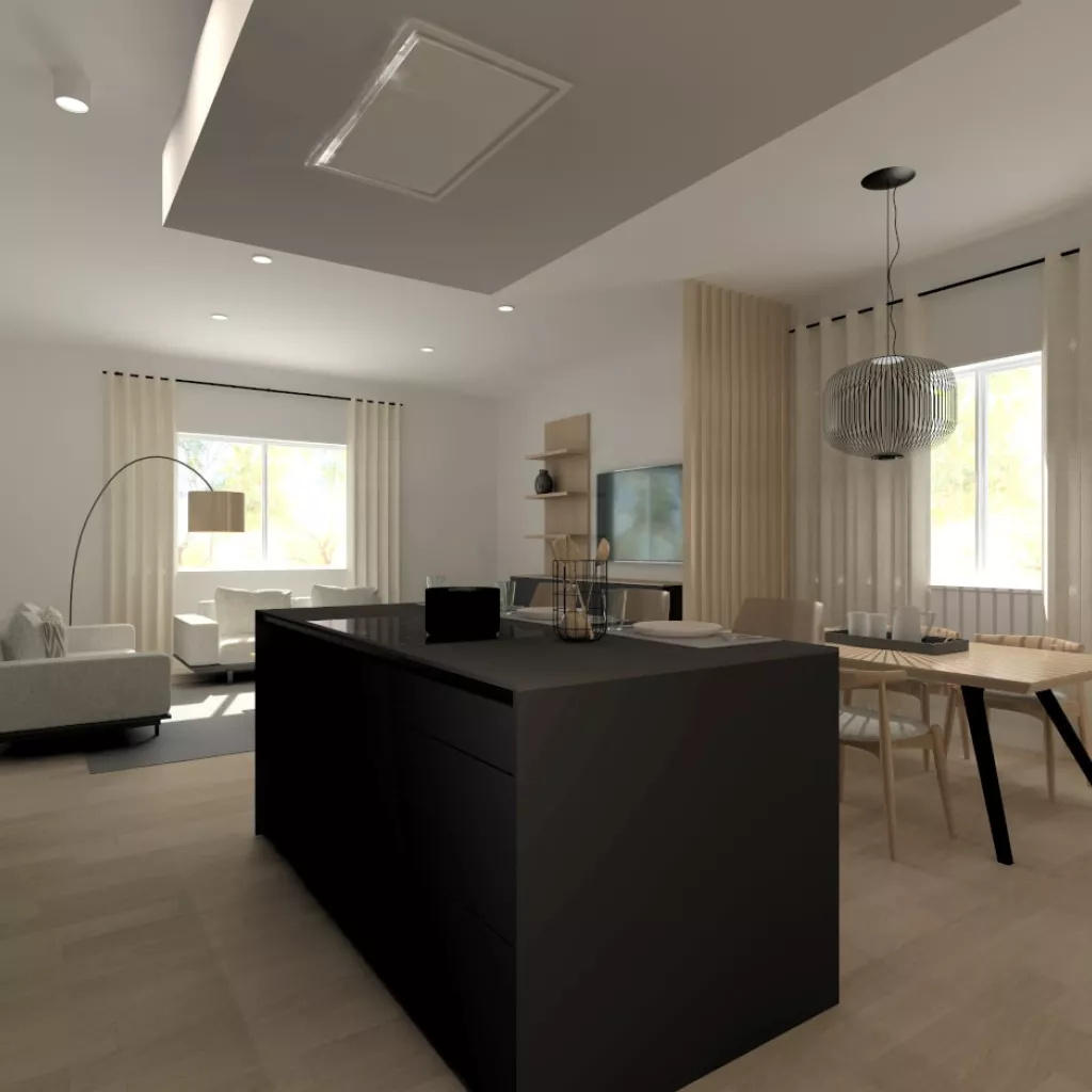 Península cocina Santos negra