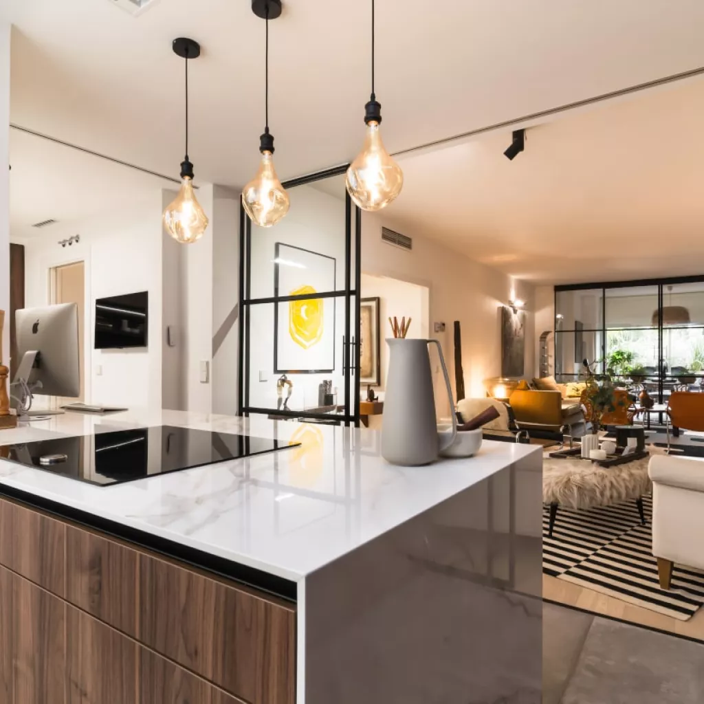 Península en cocina Santos nogal