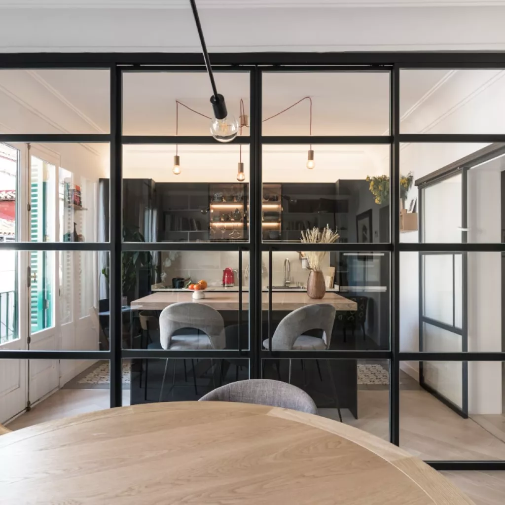 Puertas correderas cristal aluminio negro