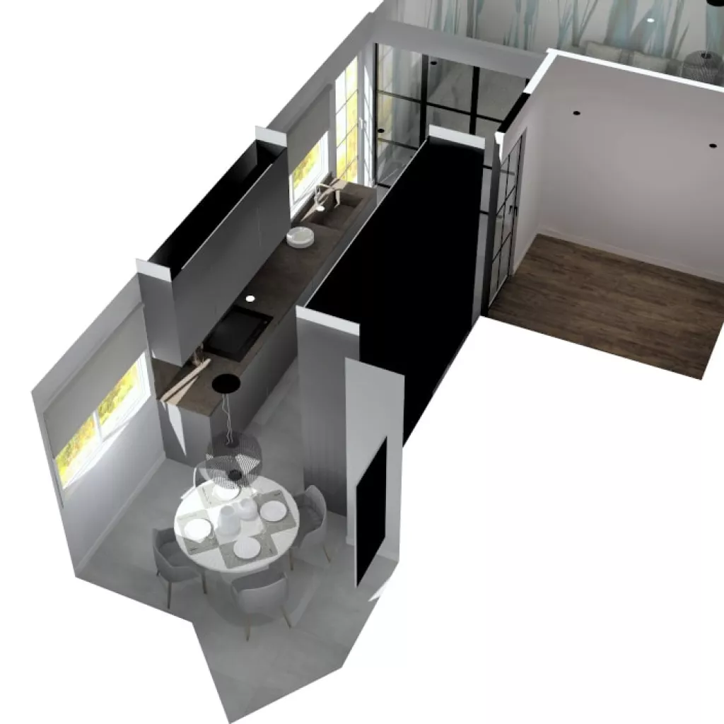 Vista cocina Santos gris antracita