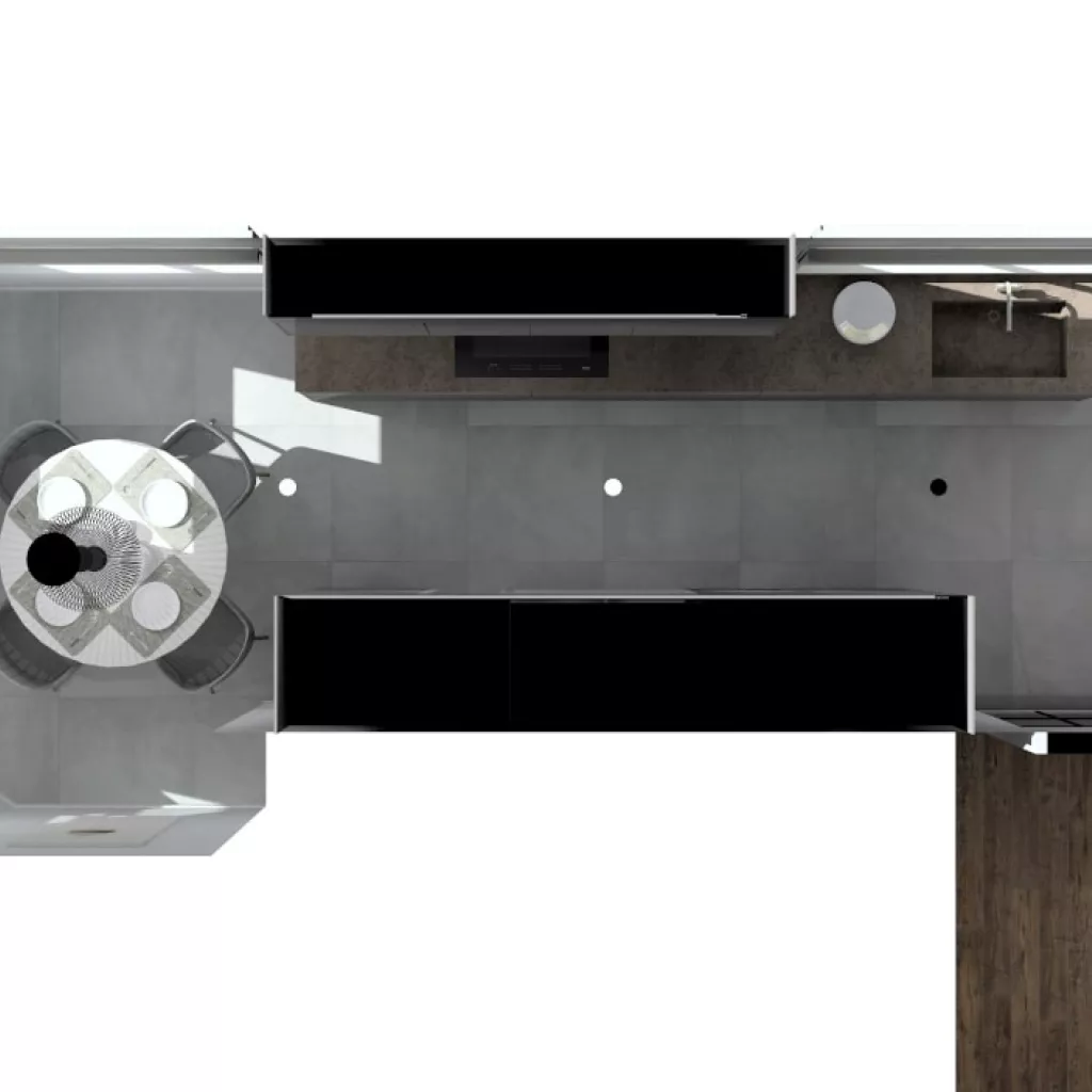 Vista planta cocina Santos gris